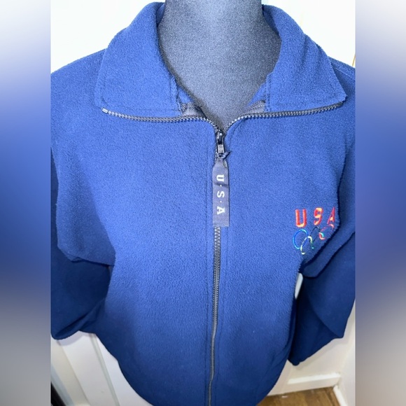 Vintage Navy Blue USA Olympic Embroidered Fleece Jacket - Picture 6 of 9
